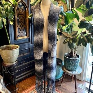 Buckle sweater vest ombré fringe duster cardigan